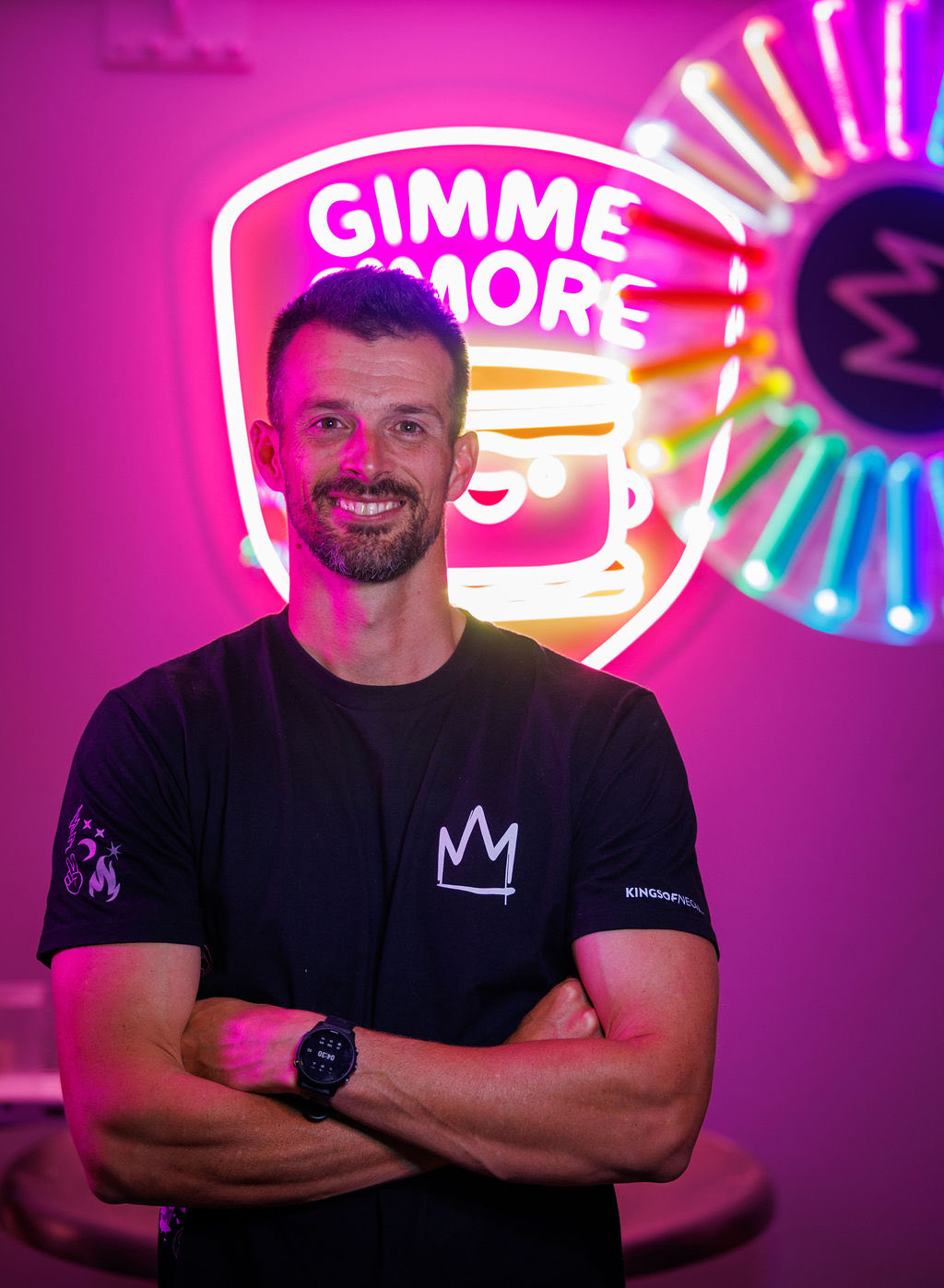 Stephen Pastor, founder of Uncommon Fortune, at the Kings of Neon studio
